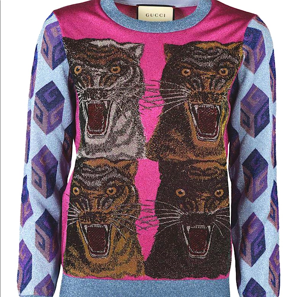 Gucci metallic tiger face sweater